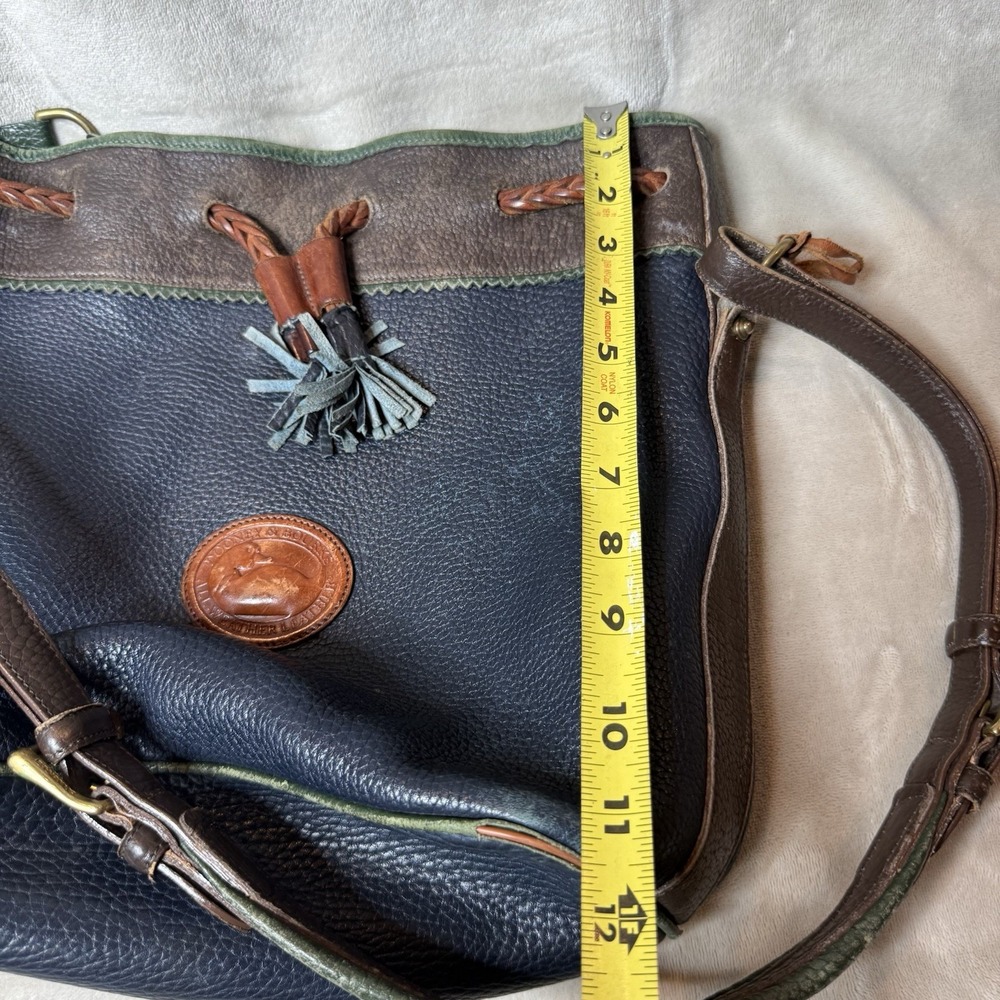 Dooney & Bourke Vintage Navy Pebbled Leather Teton Bucket Drawstring Bag - Picture 12 of 16